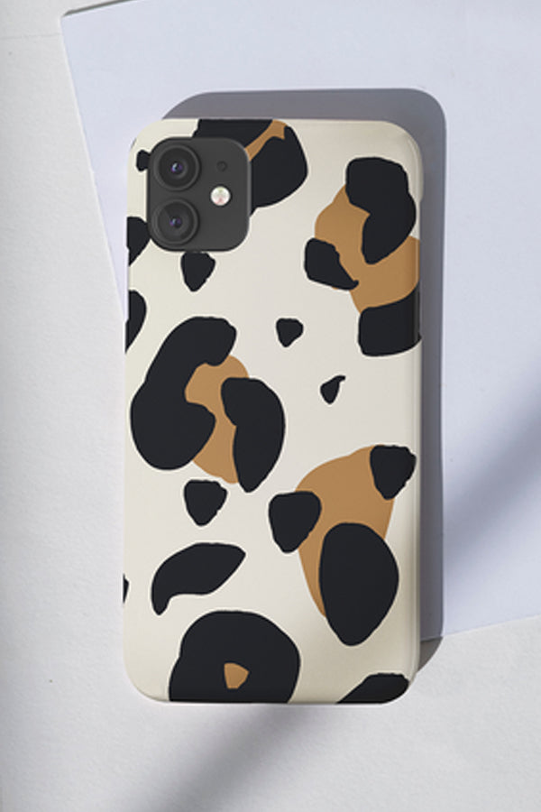 Phone case with an abstract leopard pring design