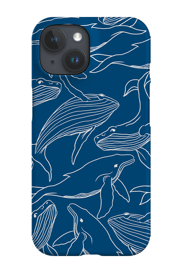 Humpback Whale Line Art Phone Case (Blue)