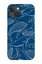 Humpback Whale Line Art Phone Case (Blue)