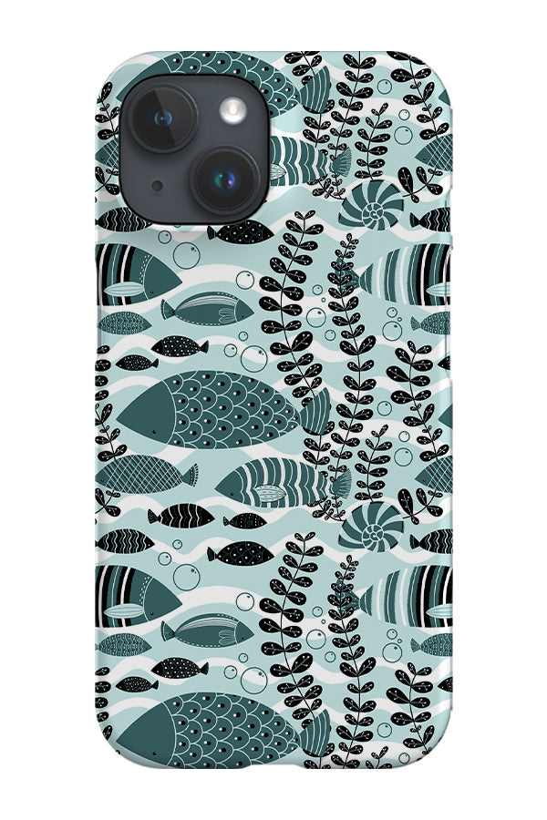 Geometric Fish by Angela Sbandelli Phone Case (Pine and Mint)