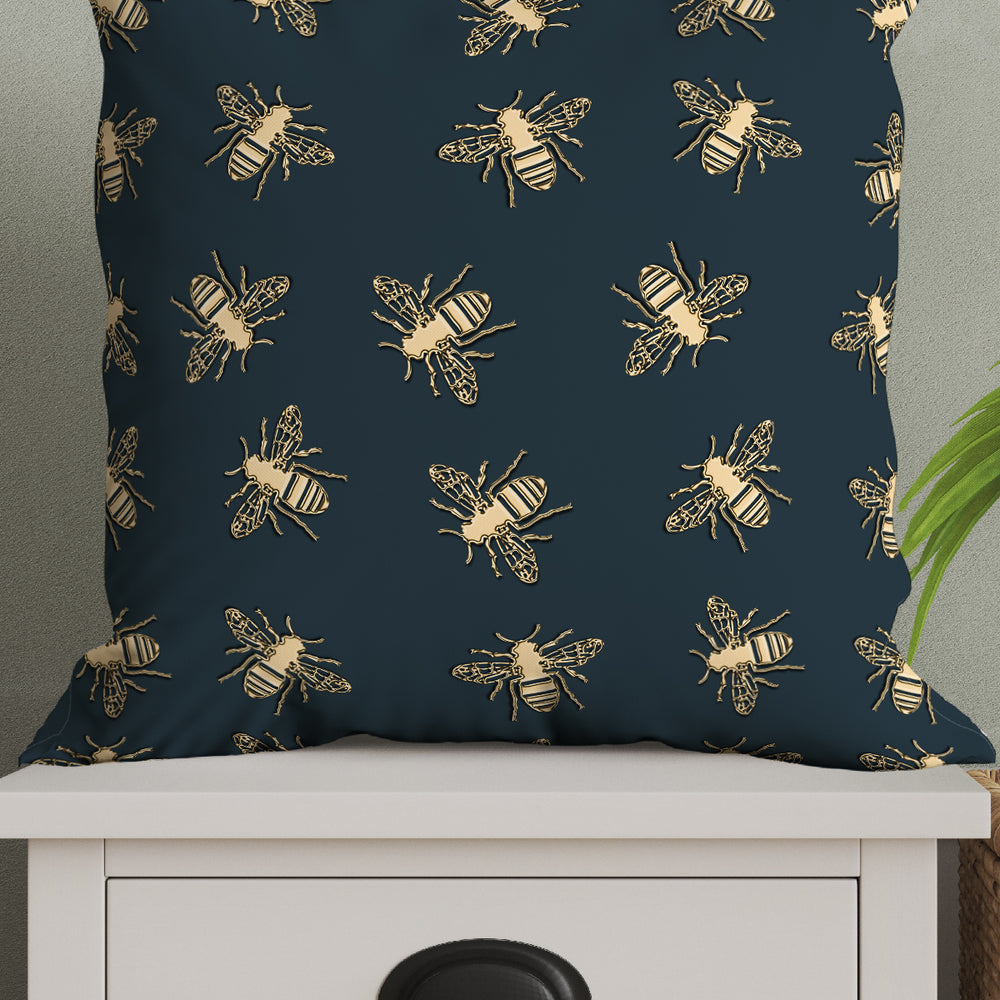 
                  
                    Bees Lux Square Cushion (Green & Gold) | Harper & Blake
                  
                