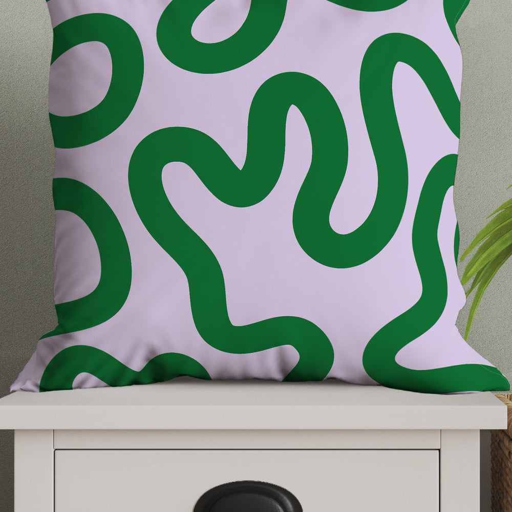 
                  
                    Swirl Lines Abstract Square Cushion (Lilac Green) | Harper & Blake
                  
                