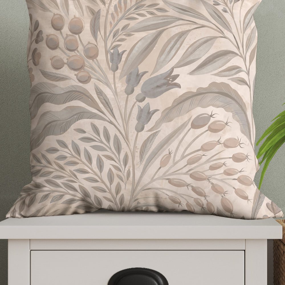 Mediterranean Mural Floral By Rebecca Elfast Square Cushion (Neutrals) | Harper & Blake