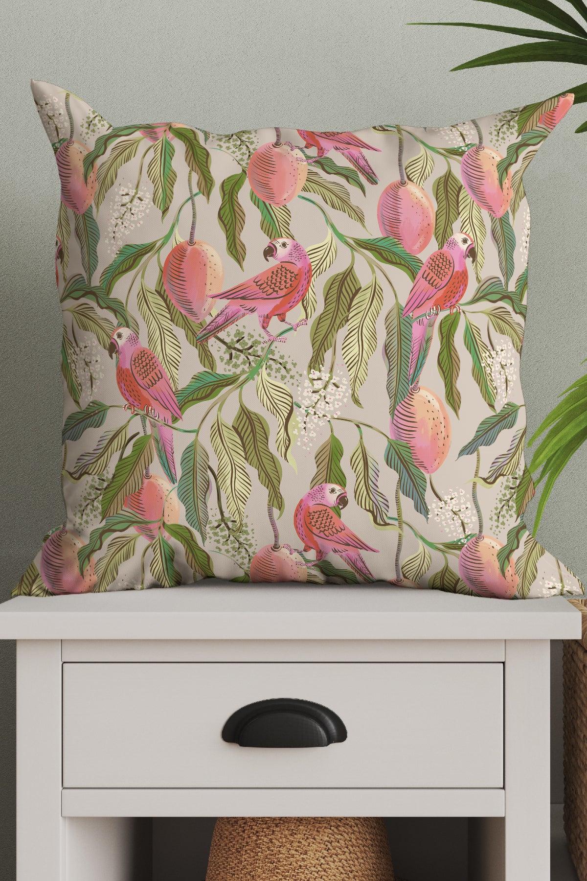 Moody Mango Garden By Rebecca Elfast Square Cushion (Light) | Harper & Blake