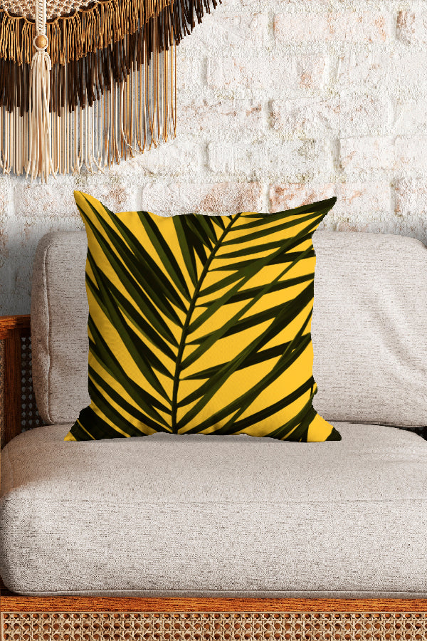 
                  
                    Green Palm Leaves Square Cushion (Yellow) | Harper & Blake
                  
                