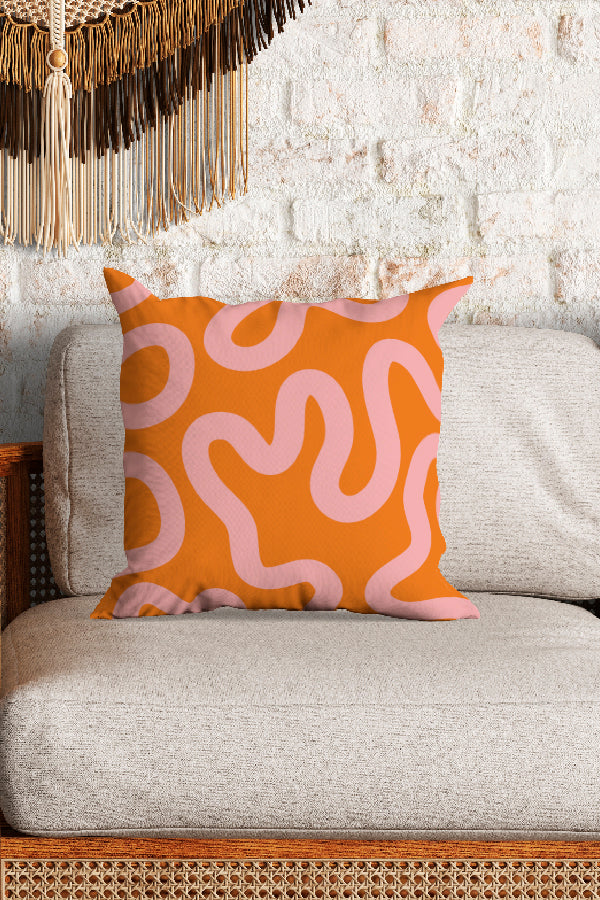 
                  
                    Swirl Lines Abstract Square Cushion (Orange Pink) | Harper & Blake
                  
                