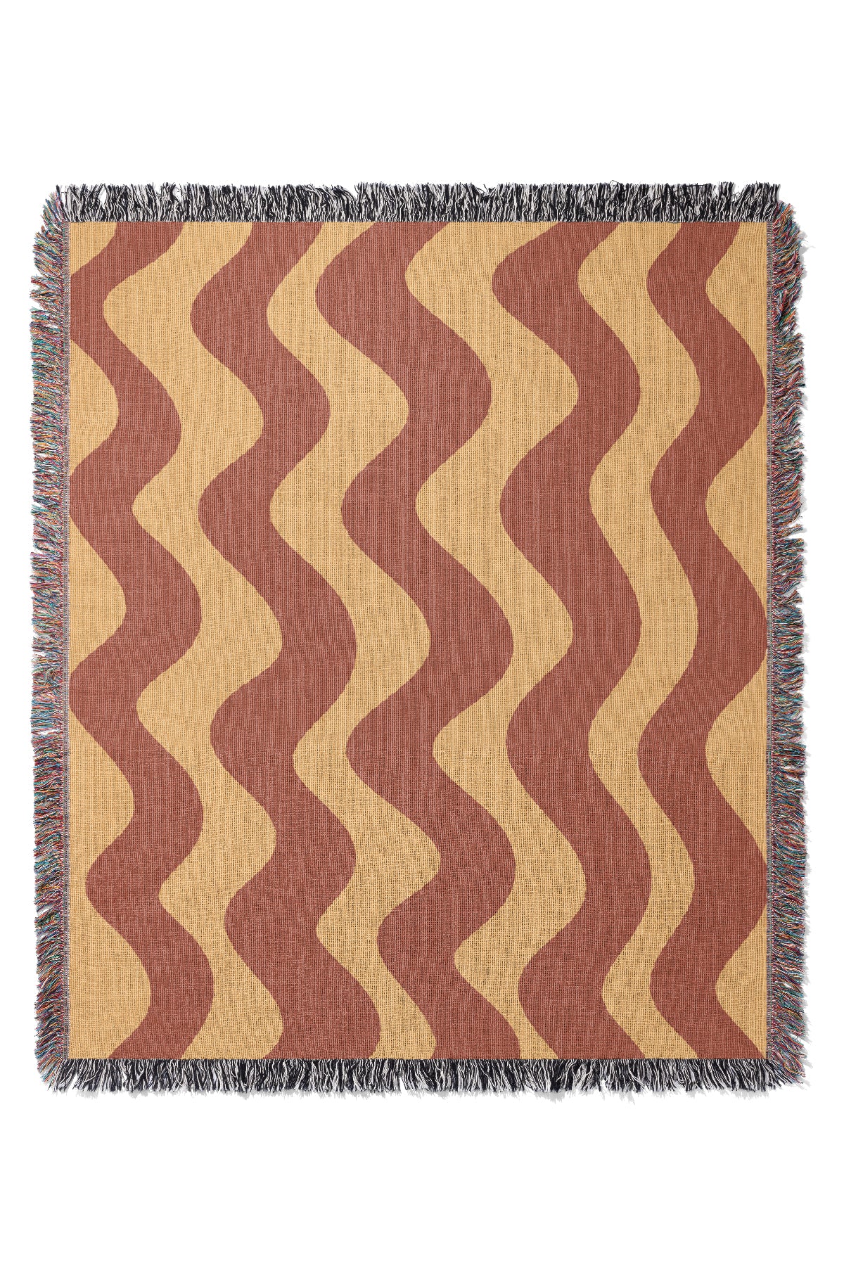 Vertical Wave Jacquard Woven Blanket (Beige Burnt Orange) | Harper & Blake