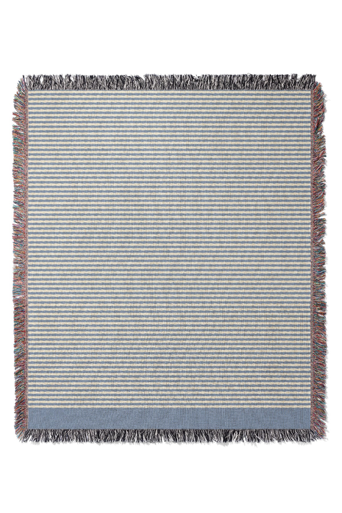 Still Line Stripe Block Jacquard Woven Blanket (Dusty Blue) | Harper & Blake | Harper & Blake