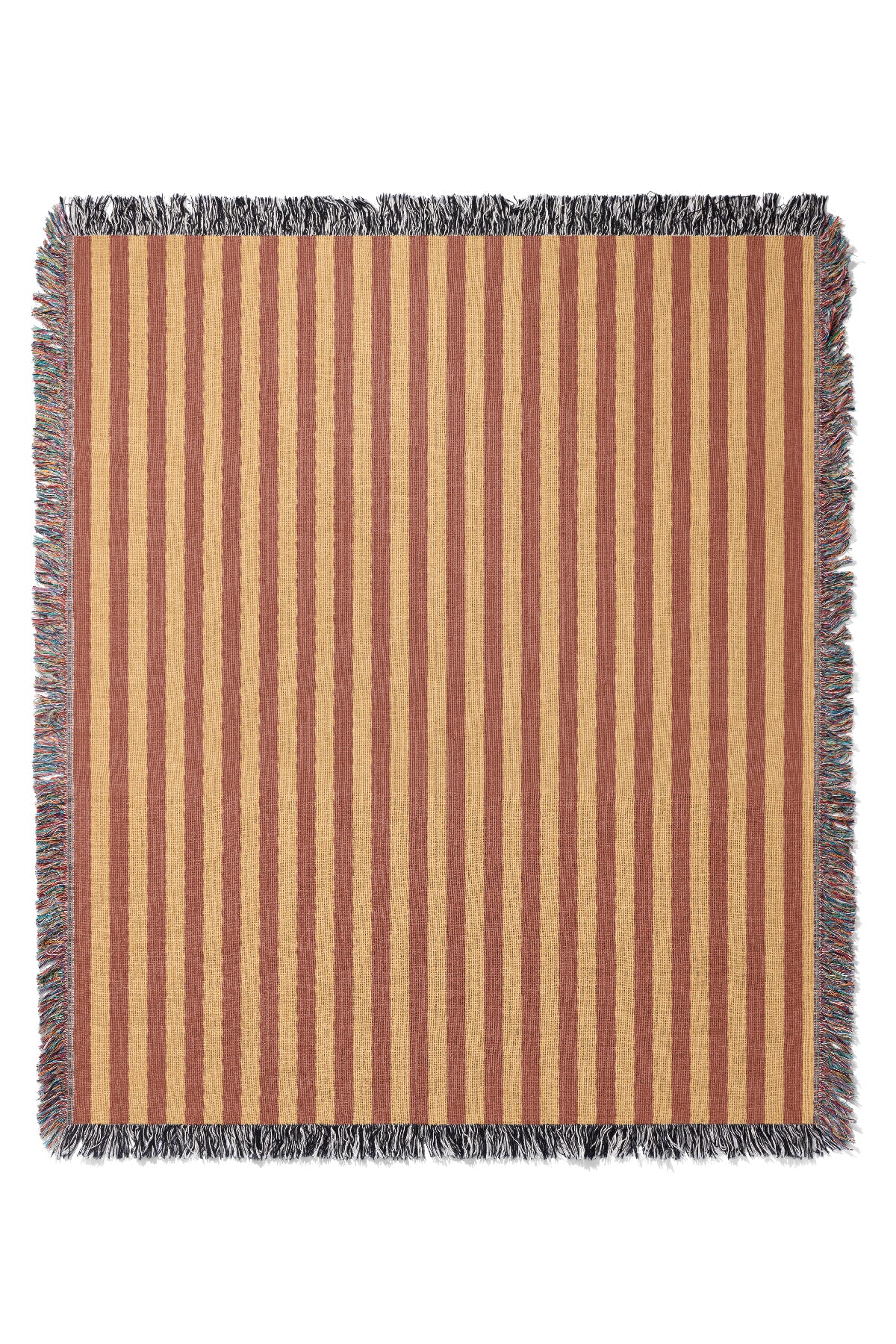 Still Line Stripe Jacquard Woven Blanket (Burnt Orange Beige) | Harper & Blake