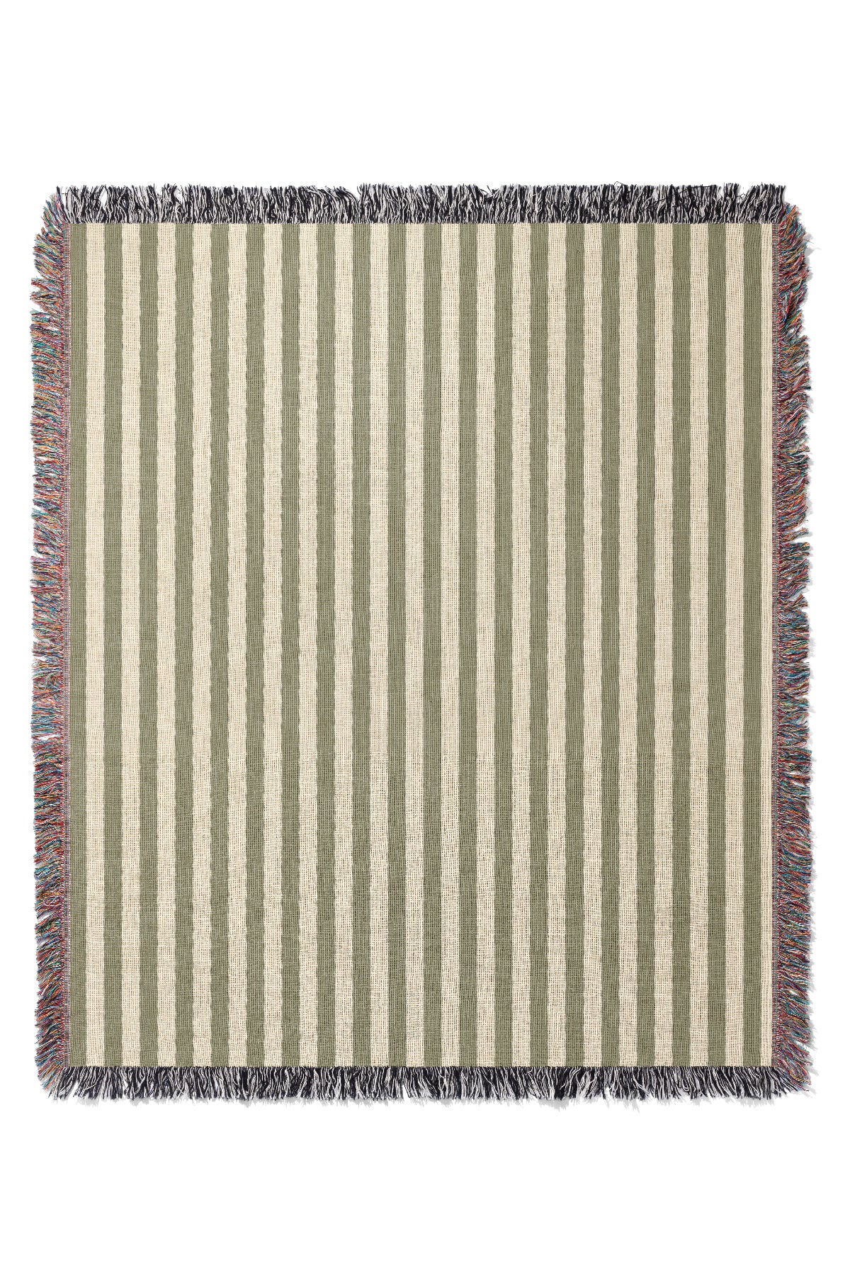 Still Line Stripe Jacquard Woven Blanket (Linen Moss Green) | Harper & Blake