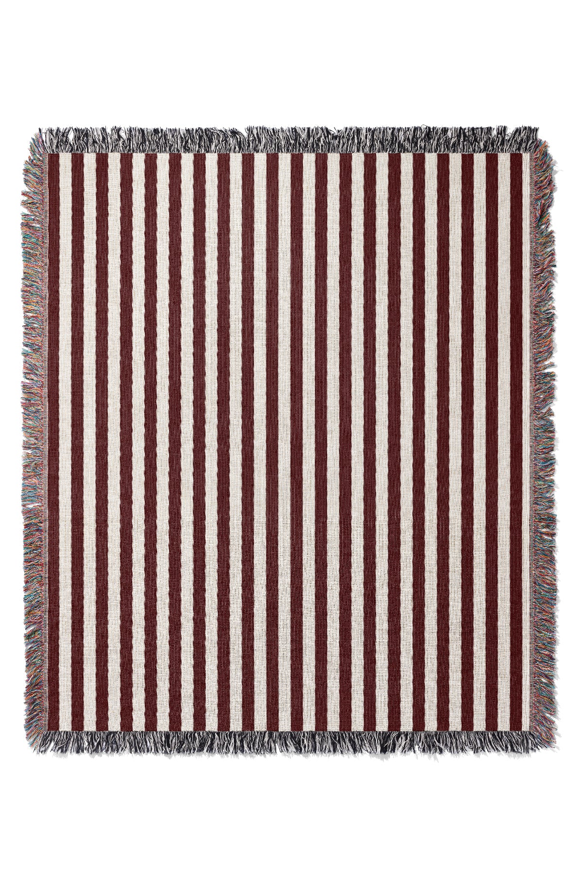 Still Line Stripe Jacquard Woven Blanket (Ivory Oxblood) | Harper & Blake