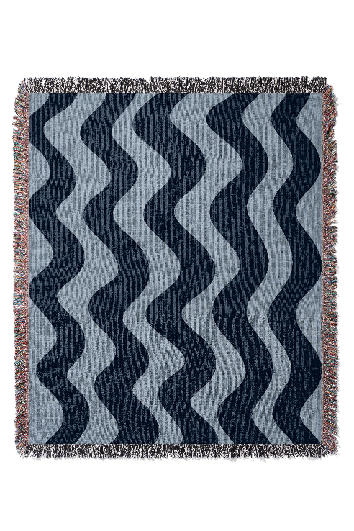 Vertical Wave Jacquard Woven Blanket (Tonal Blue) | Harper & Blake