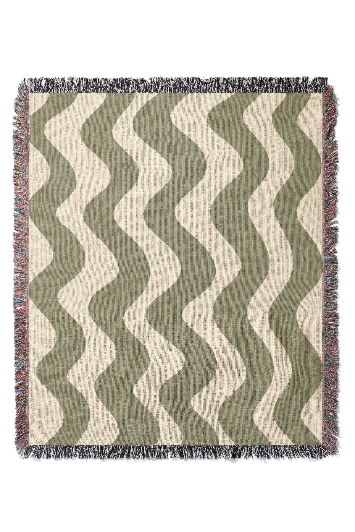Vertical Wave Jacquard Woven Blanket (Linen Moss Green) | Harper & Blake