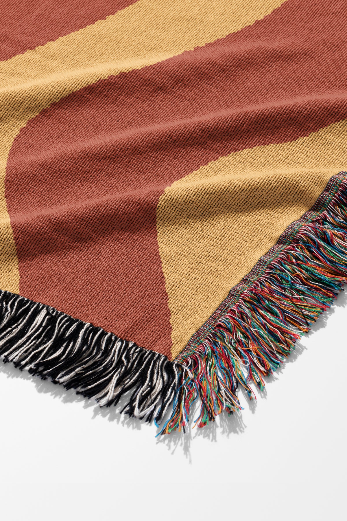 Vertical Wave Jacquard Woven Blanket (Beige Burnt Orange) | Harper & Blake