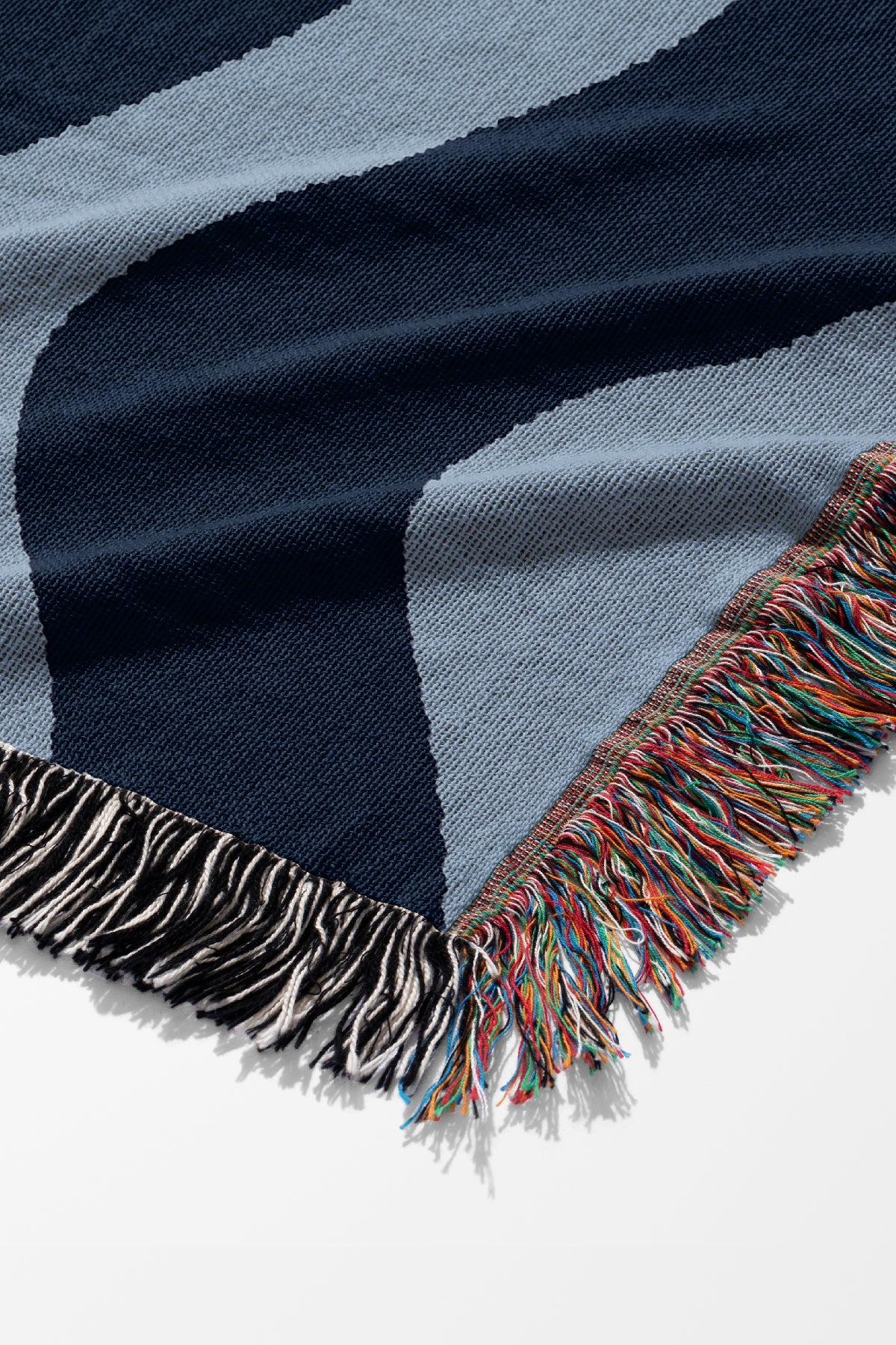 Vertical Wave Jacquard Woven Blanket (Tonal Blue) | Harper & Blake