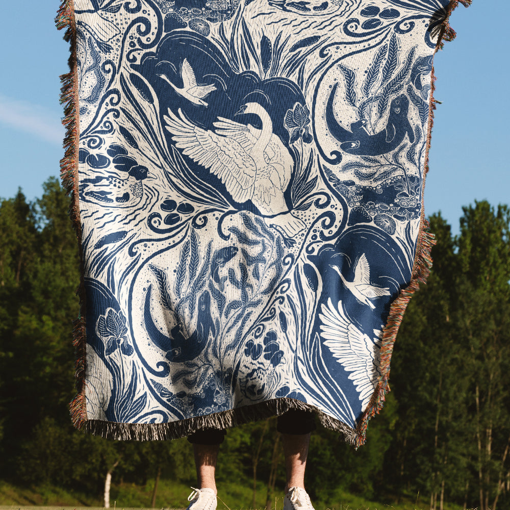 
                  
                    Water Life Block Print by Denes Anna Design Jacquard Woven Blanket (Blue) | Harper & Blake
                  
                