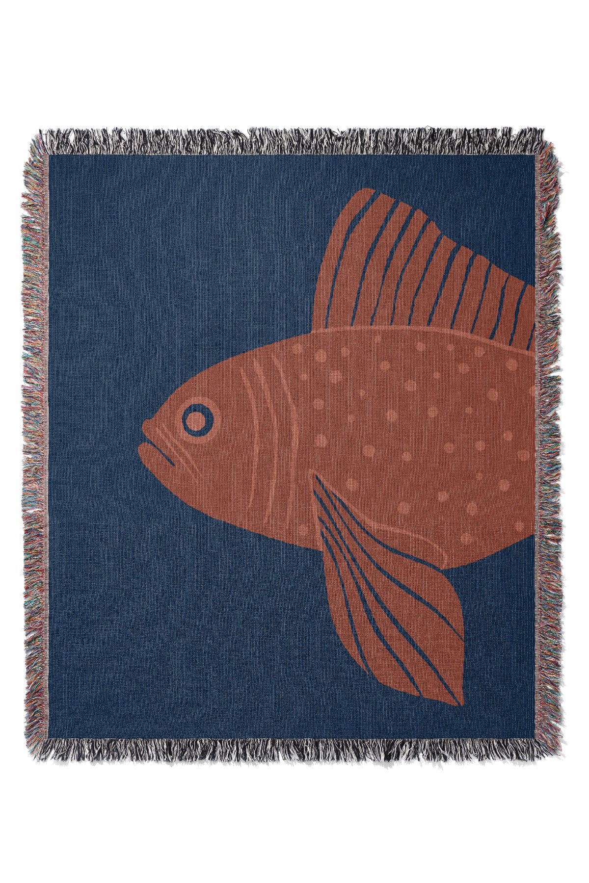 Goldfish Jacquard Woven Blanket (Dark Blue) | Harper & Blake