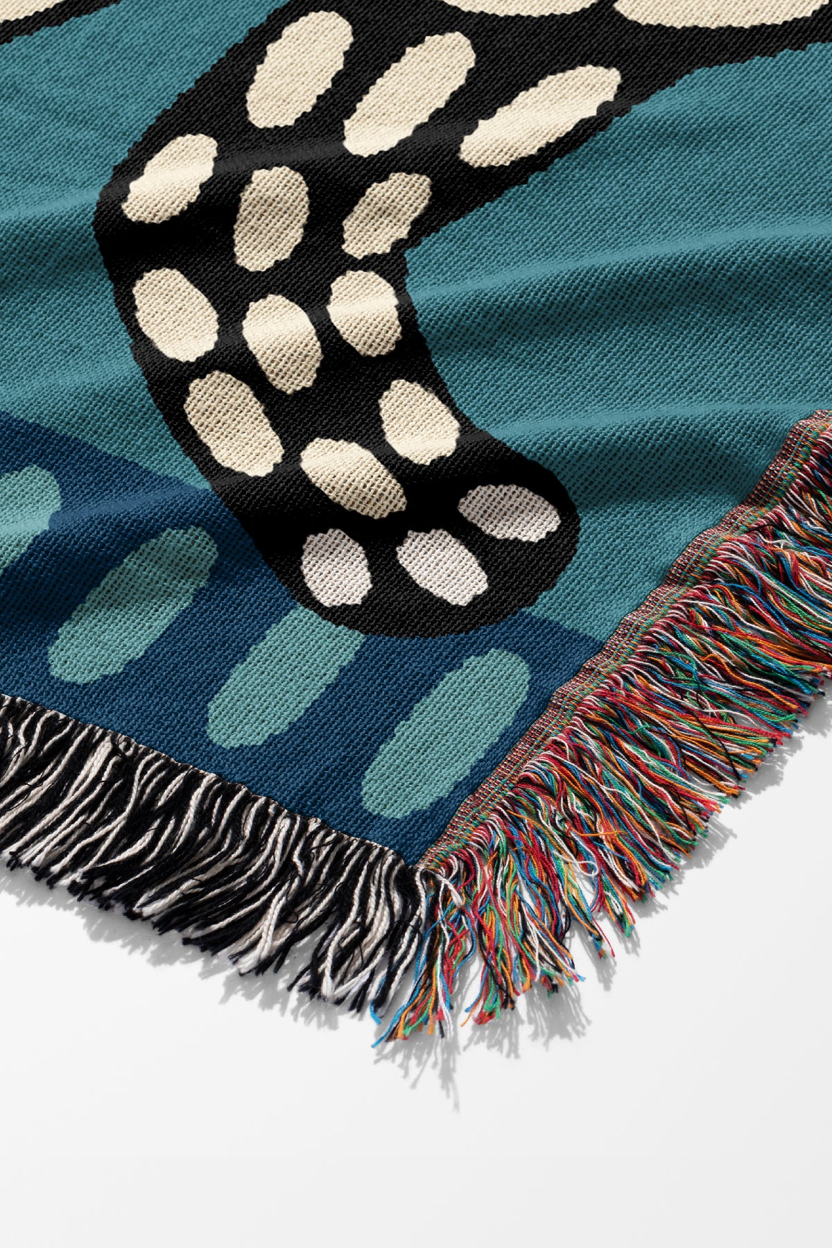 Abstract Leopard Jacquard Woven Blanket (Dusty Blue) | Harper & Blake