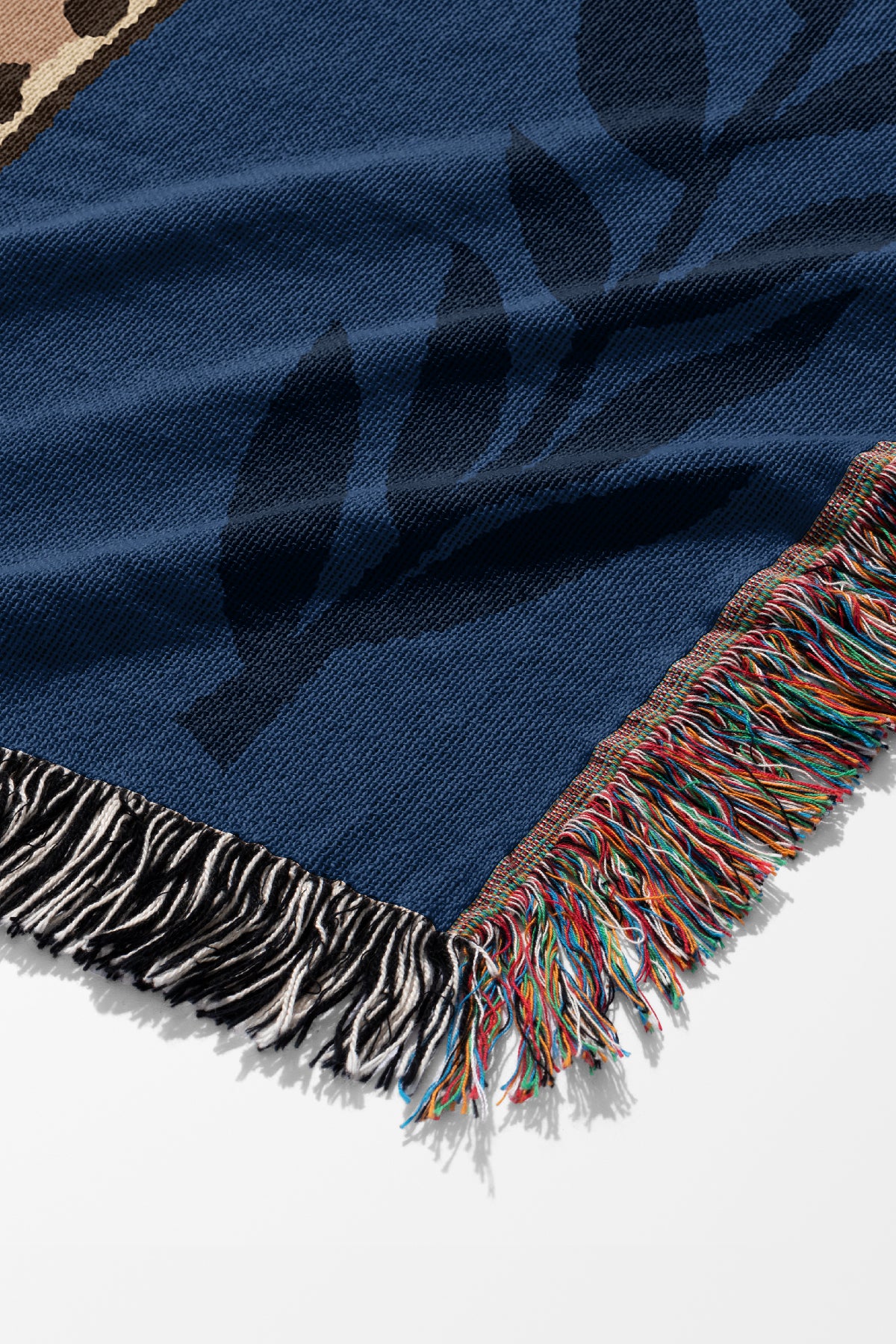 Leopard Throw Jacquard Woven Blanket (Blue) | Harper & Blake 