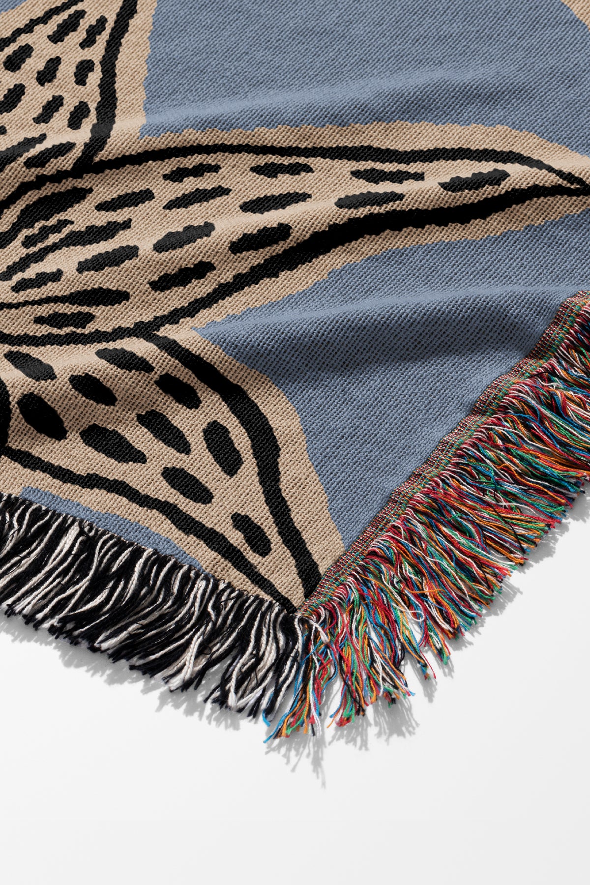 The Lily Throw Jacquard Woven Blanket (Dusty Blue) | Harper & Blake