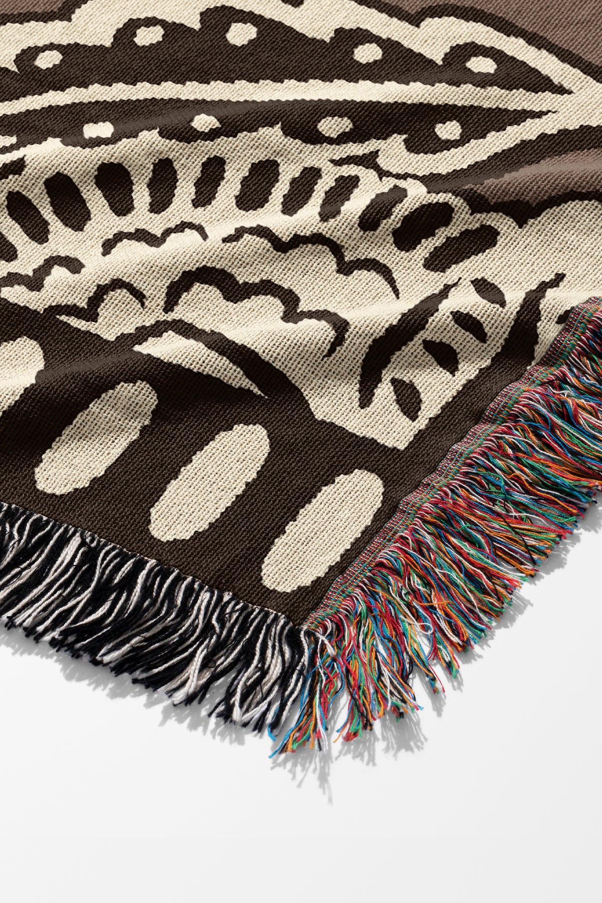 The Peony Throw Jacquard Woven Blanket (Browns) | Harper & Blake
