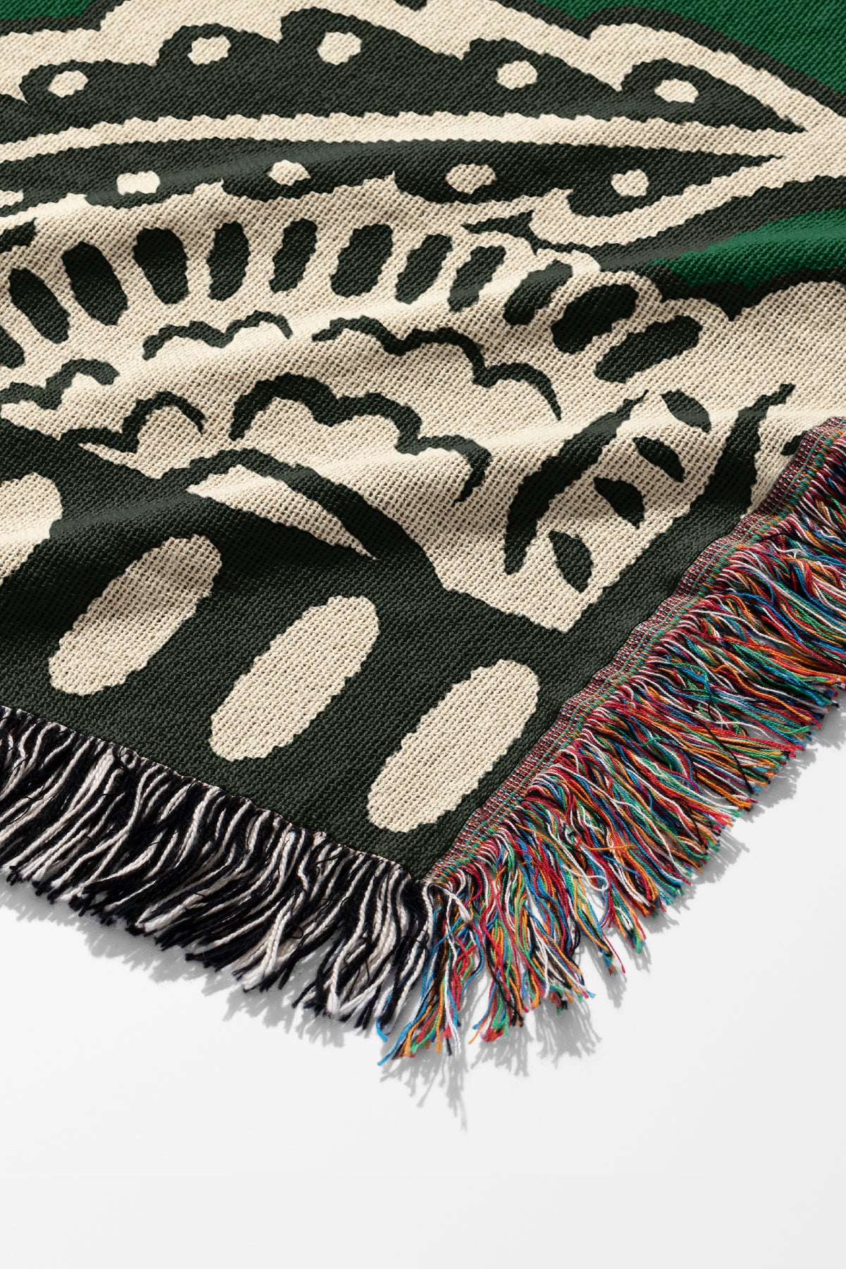 The Peony Throw Jacquard Woven Blanket (Green) | Harper & Blake