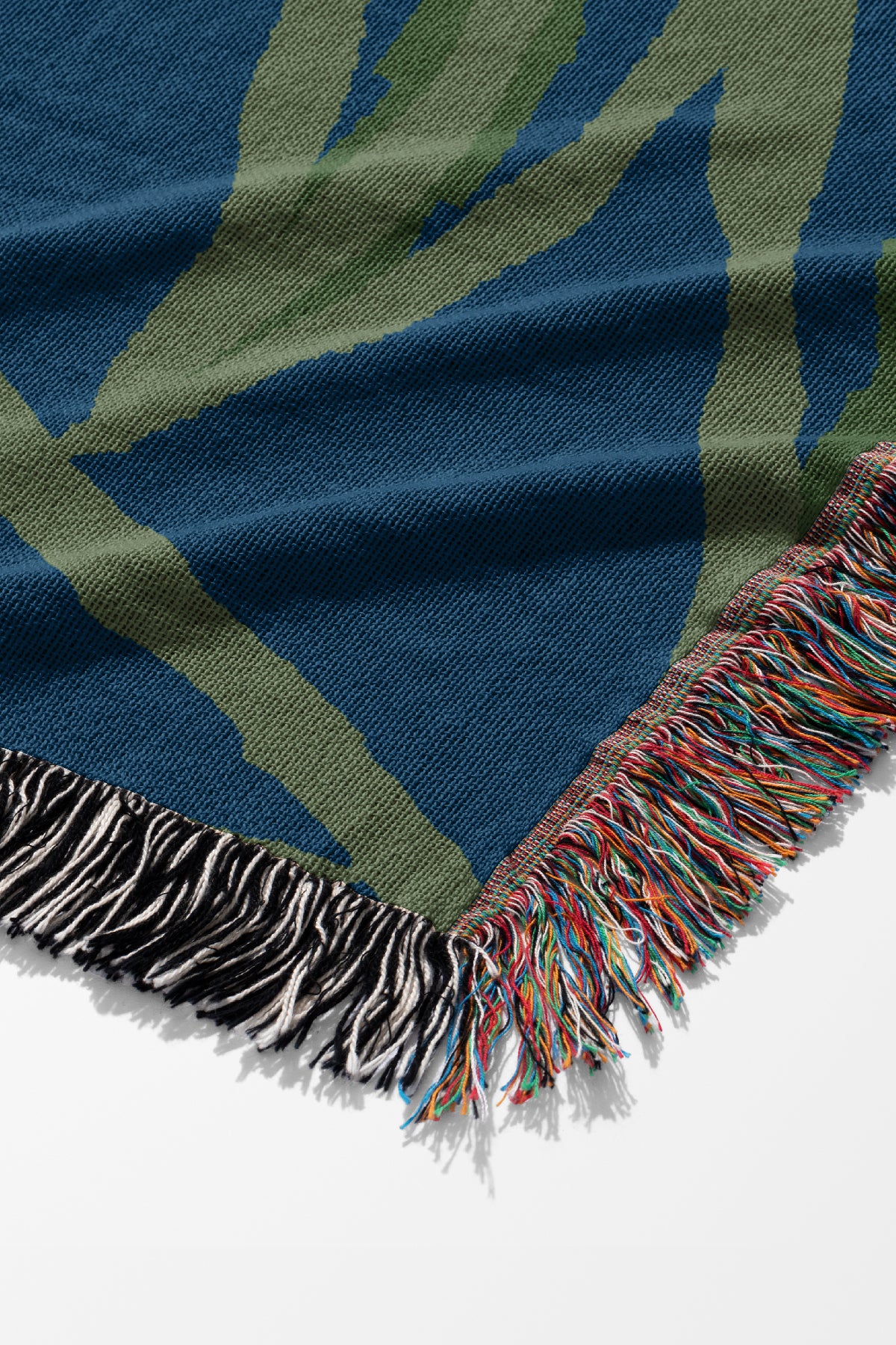 The Willow Throw Jacquard Woven Blanket (Blue & Green) | Harper & Blake