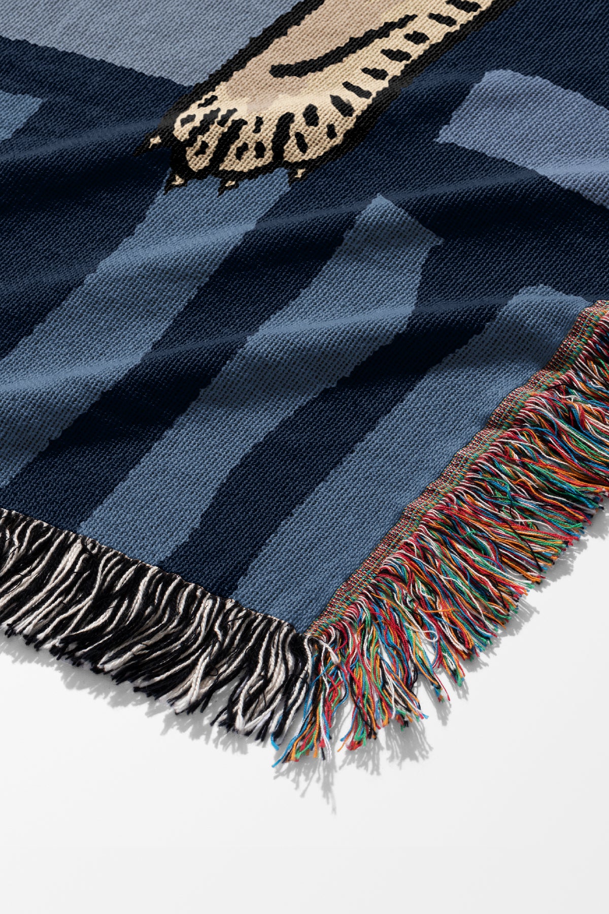 Tiger Placement Jacquard Woven Blanket (Blue Off White) | Harper & Blake
