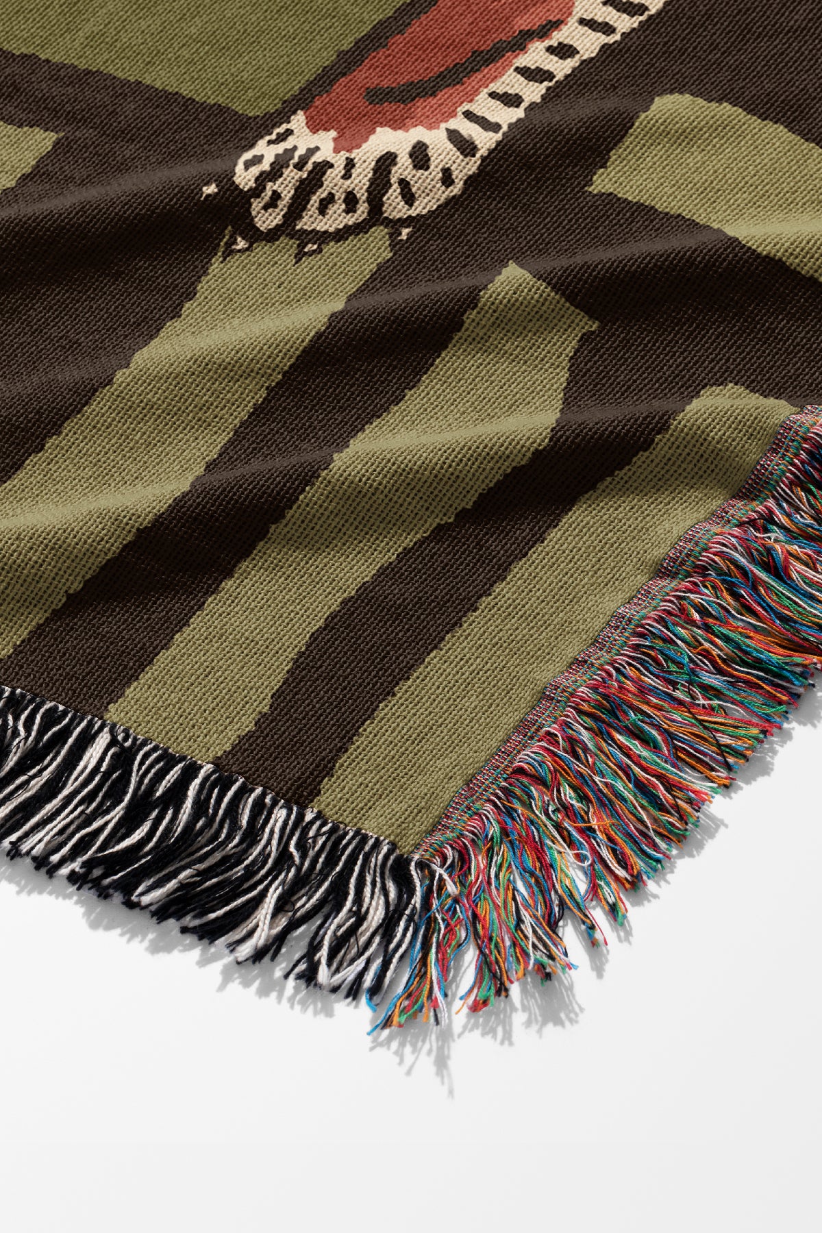 Tiger Placement Jacquard Woven Blanket (Green) | Harper & Blake