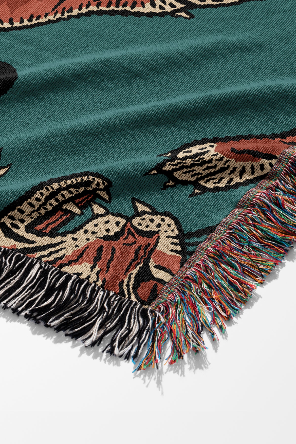 Tiger Scatter Jacquard Woven Blanket (Turquoise) | Harper & Blake
