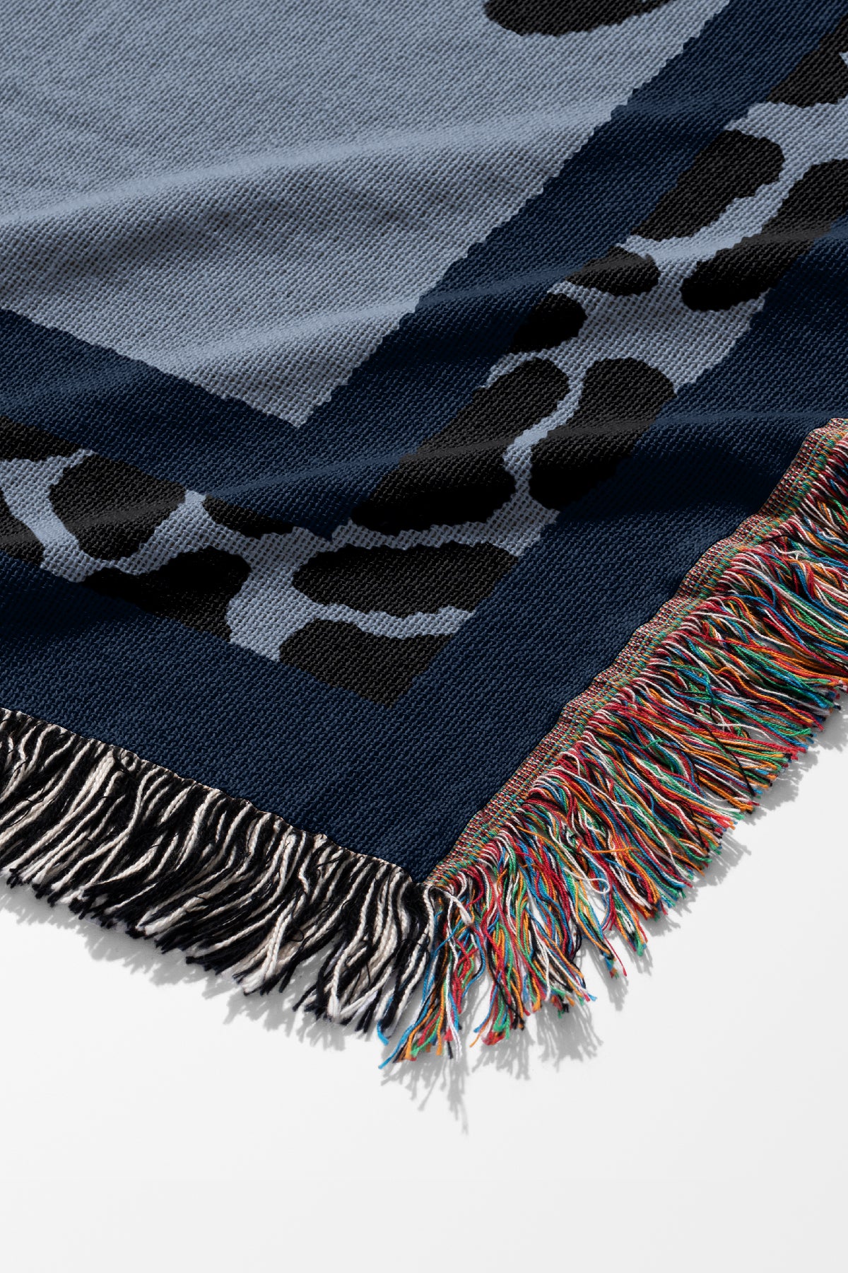 Walking Leopards Jacquard Woven Blanket (Blue) | Harper & Blake