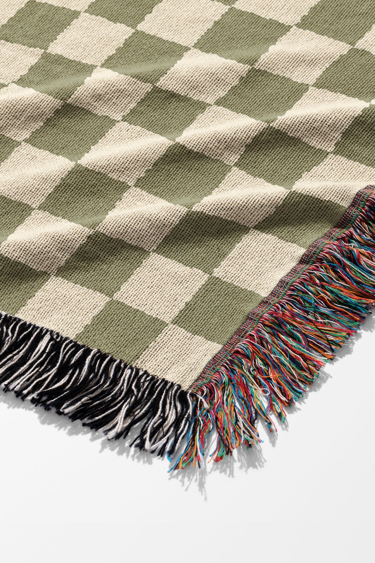 Checkered Jacquard Woven Blanket (Linen Moss Green) | Harper & Blake