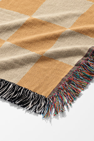 Checkered Jacquard Woven Blanket (Yellow) | Harper & Blake