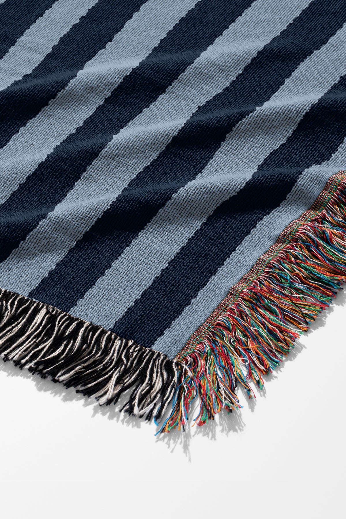 Still Line Stripe Jacquard Woven Blanket (Tonal Blue) | Harper & Blake