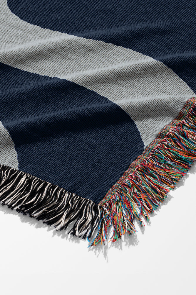 Swirl Lines Abstract Jacquard Woven Blanket (Blue) | Harper & Blake