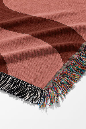 Swirl Lines Abstract Jacquard Woven Blanket (Pink Red) | Harper & Blake