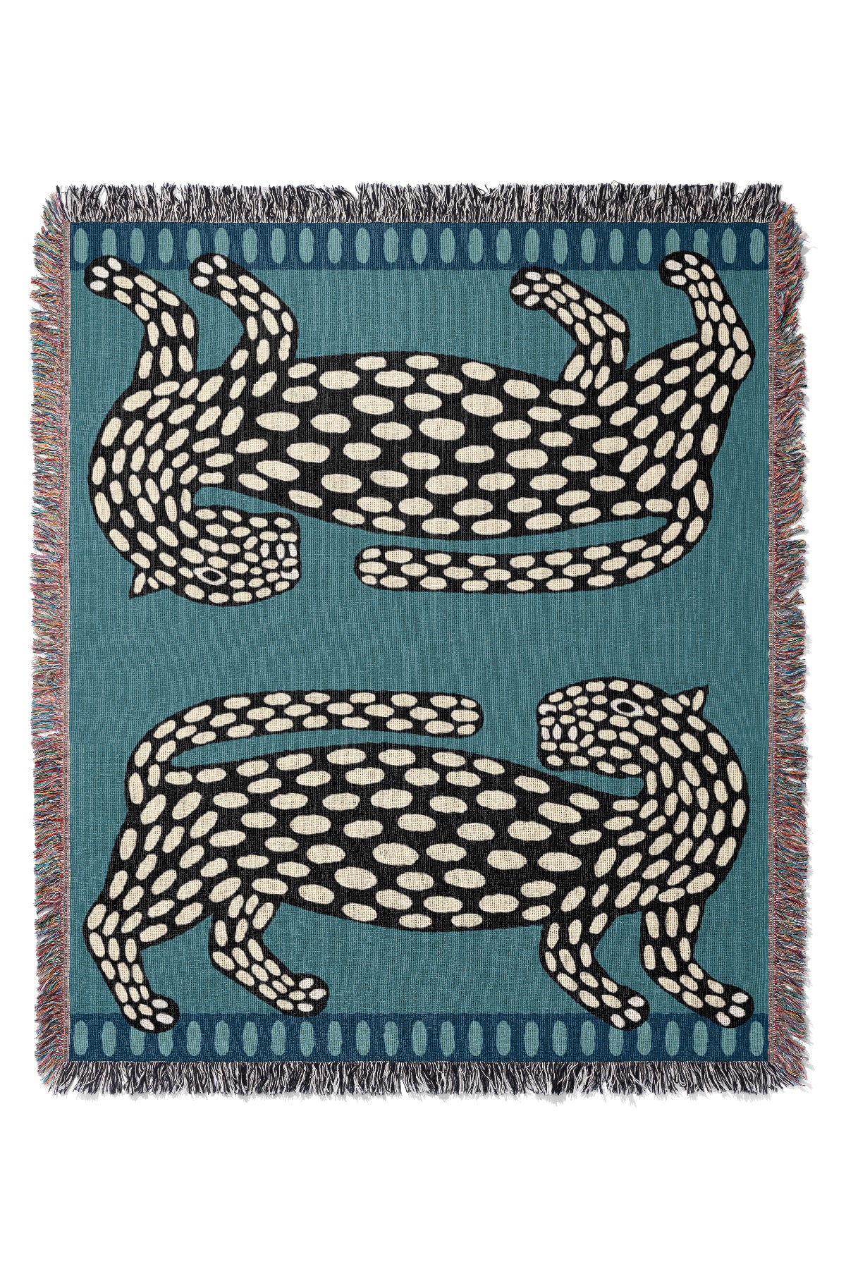 Abstract Leopard Jacquard Woven Blanket (Dusty Blue) | Harper & Blake
