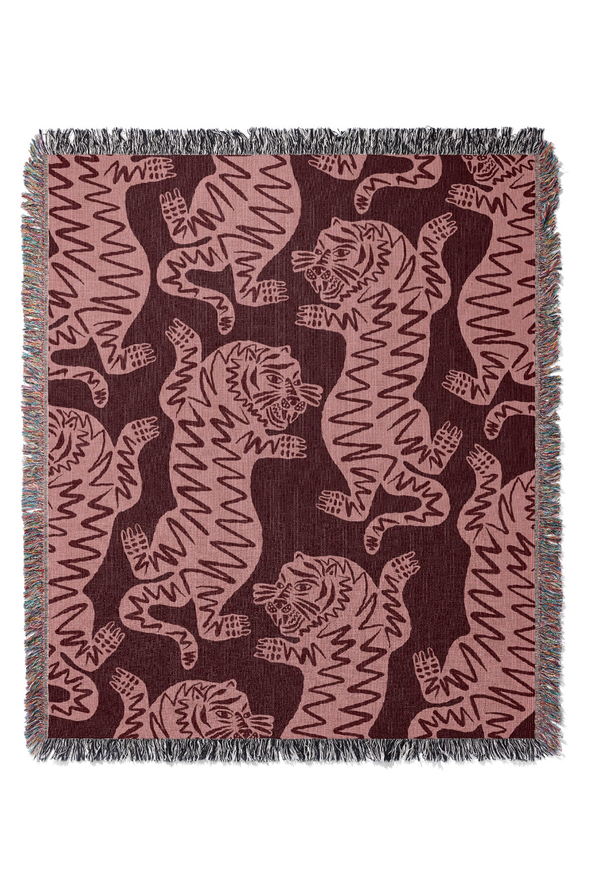 Abstract Tiger Jacquard Woven Blanket (Pink) | Harper & Blake