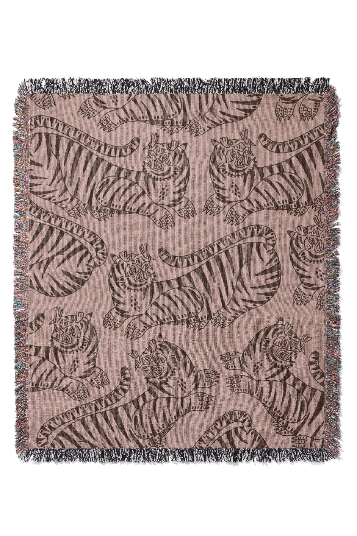 Bold Tiger Scatter Jacquard Woven Blanket (Pink) | Harper & Blake