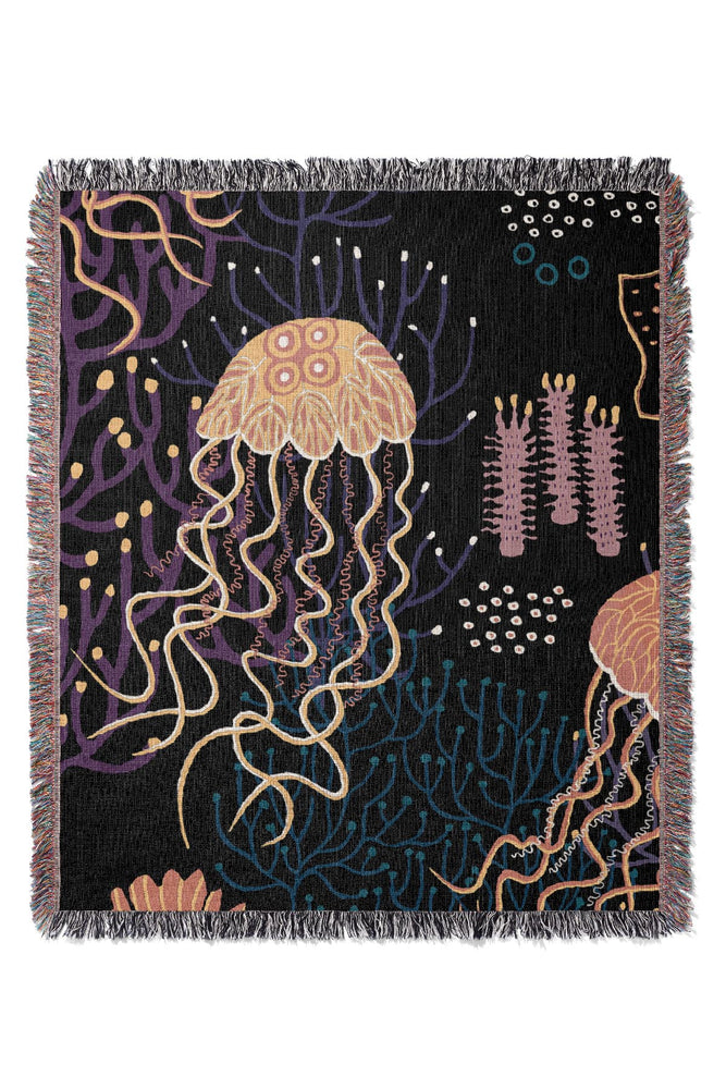 Dark Sea by Rachel Parker Jacquard Woven Blanket (Black) | Harper & Blake