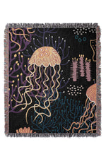 Dark Sea by Rachel Parker Jacquard Woven Blanket (Black)
