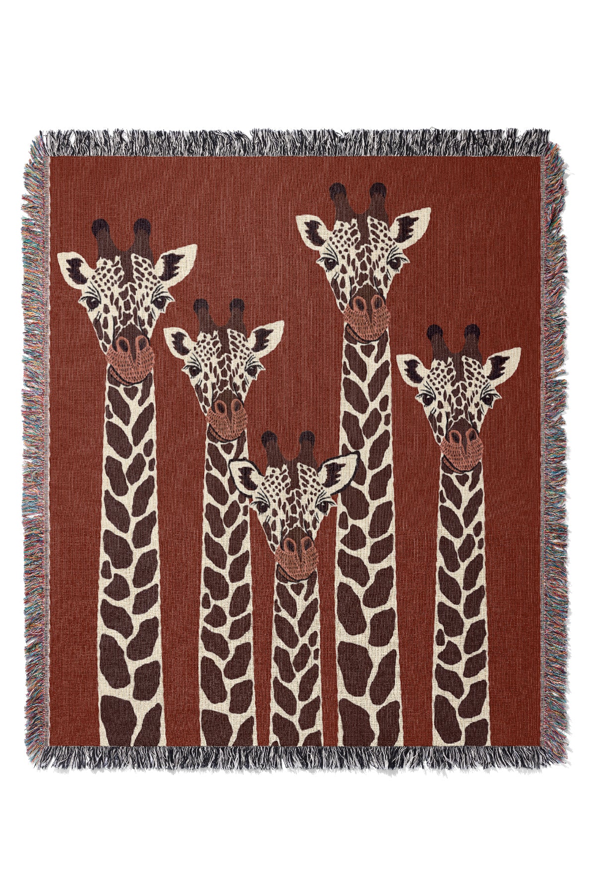 Giraffe Jacquard Woven Blanket (Red) | Harper & Blake