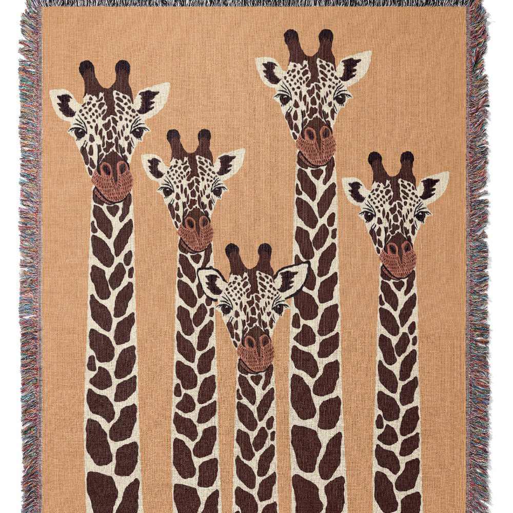 Giraffe Jacquard Woven Blanket (Yellow) | Harper & Blake