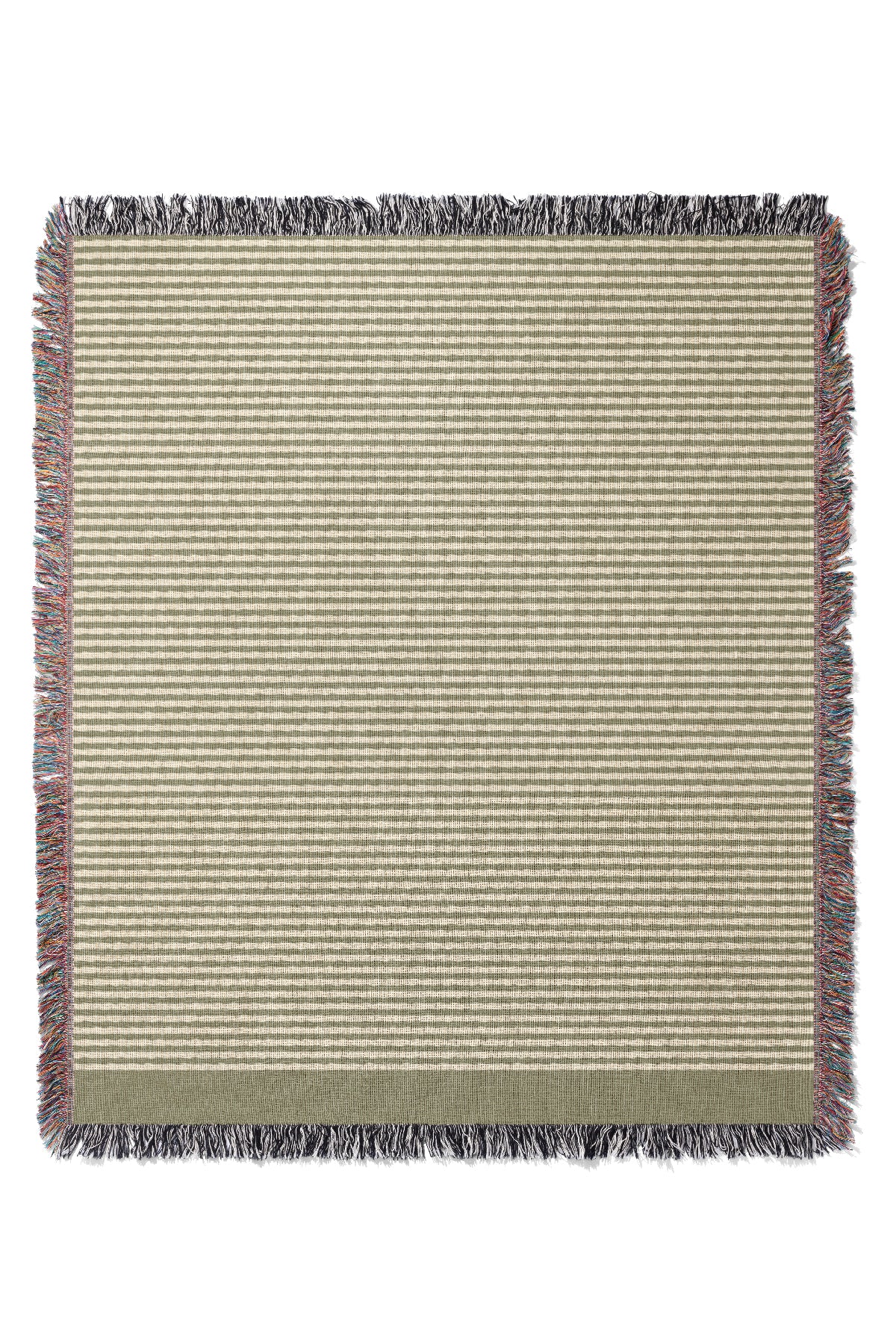 Still Line Stripe Block Jacquard Woven Blanket (Linen Moss Green) | Harper & Blake