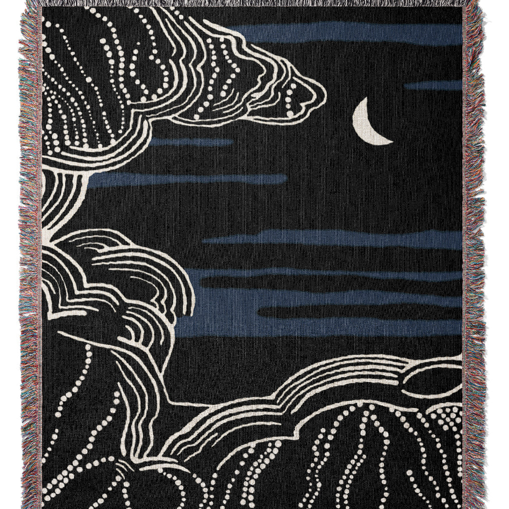 Night Pearl Jacquard Woven Blanket (Blue) | Harper & Blake