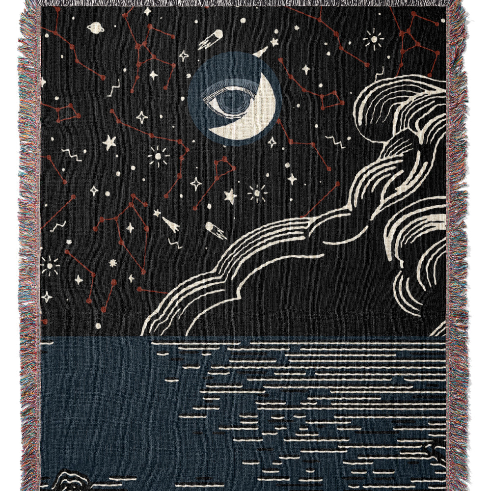 Seaset Eye Jacquard Woven Blanket (Dark) | Harper & Blake
