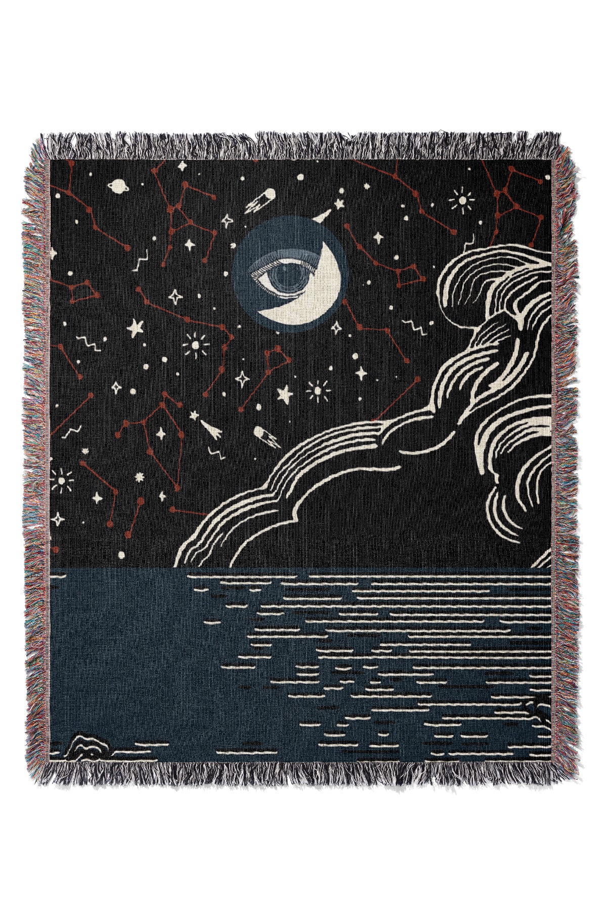 Seaset Eye Jacquard Woven Blanket (Dark) | Harper & Blake