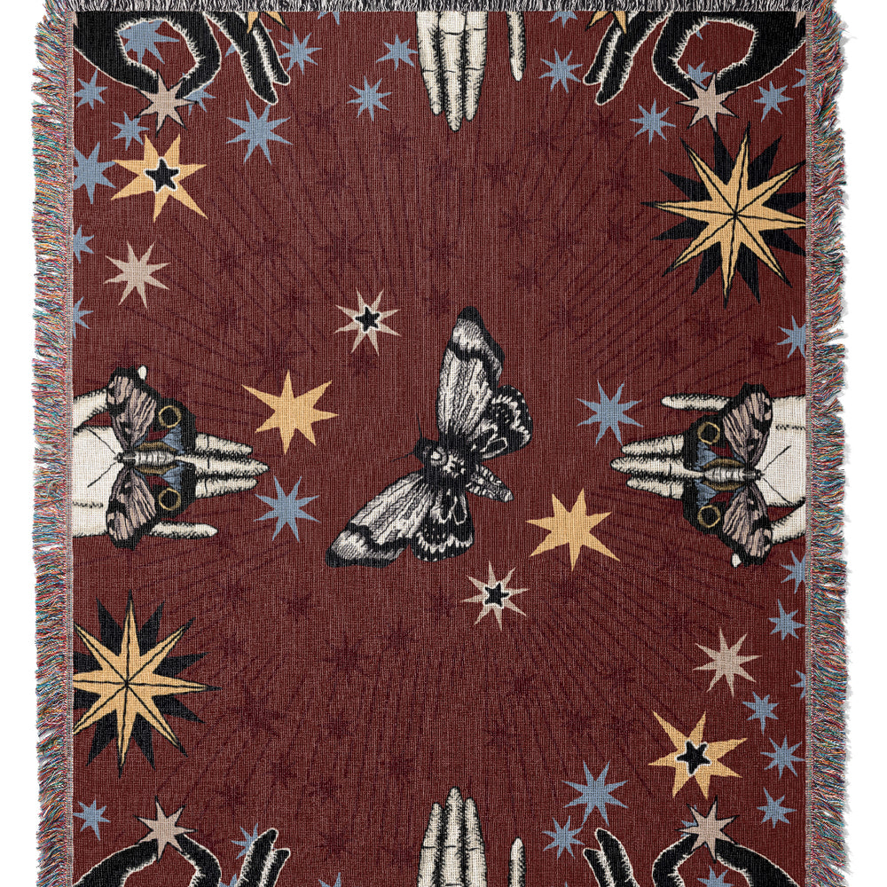 Tarot Jacquard Woven Blanket (Red) | Harper & Blake