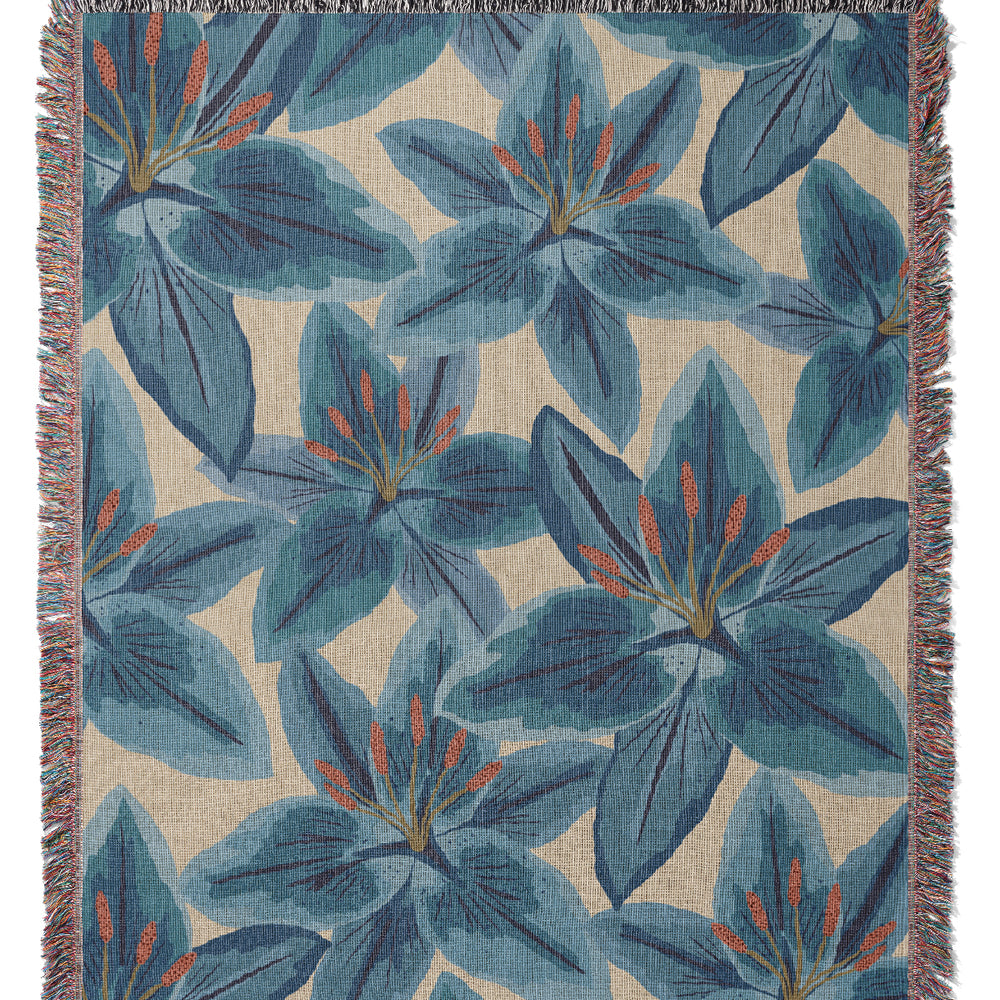 Lily Scatter Jacquard Woven Blanket (Blue) | Harper & Blake