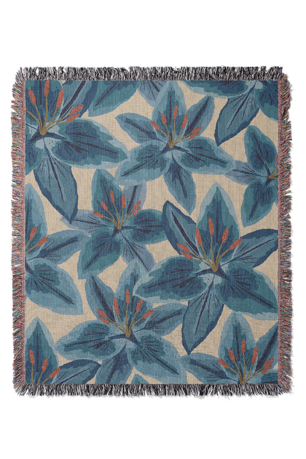 Lily Scatter Jacquard Woven Blanket (Blue) | Harper & Blake